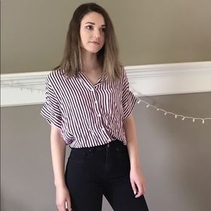 Striped Button-up Boutique Top